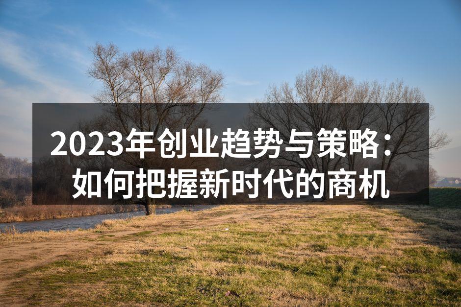 2023年创业趋势与策略：如何把握新时代的商机