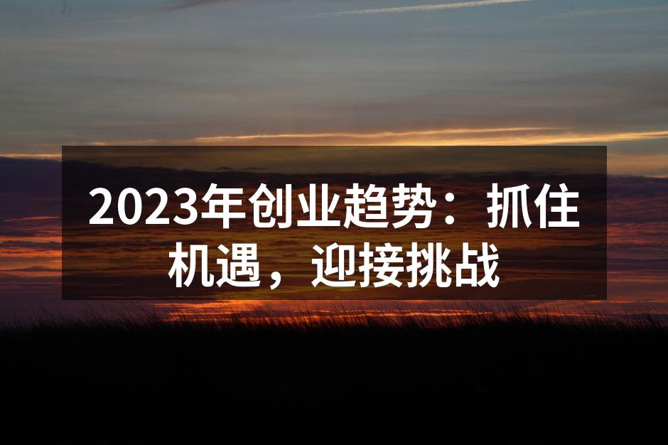 2023年创业趋势：抓住机遇，迎接挑战
